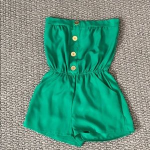 Green Strapless romper